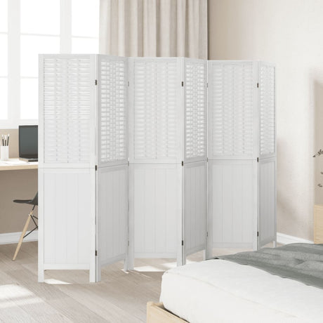 Vidaxl kamerscherm met 6 panelen massief paulowniahout wit
