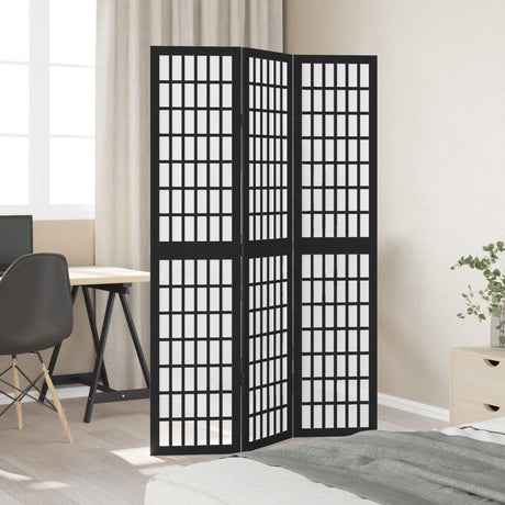 Vidaxl kamerscherm met 3 panelen massief paulowniahout zwart