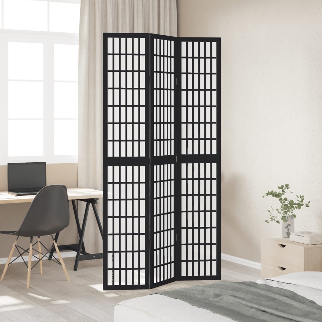 Vidaxl kamerscherm met 3 panelen massief paulowniahout zwart