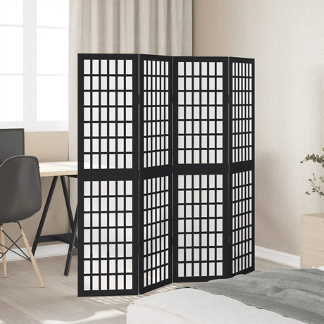 Vidaxl kamerscherm met 4 panelen massief paulowniahout zwart