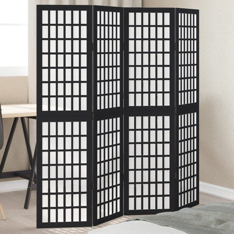 Vidaxl kamerscherm met 4 panelen massief paulowniahout zwart