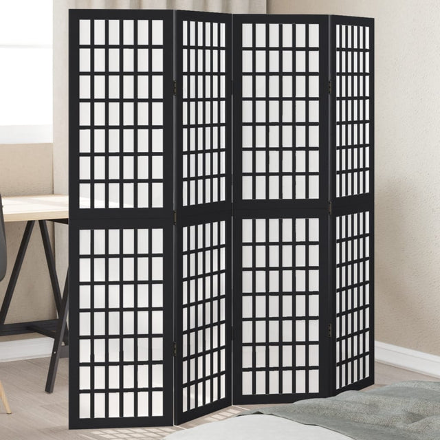 Vidaxl kamerscherm met 4 panelen massief paulowniahout zwart