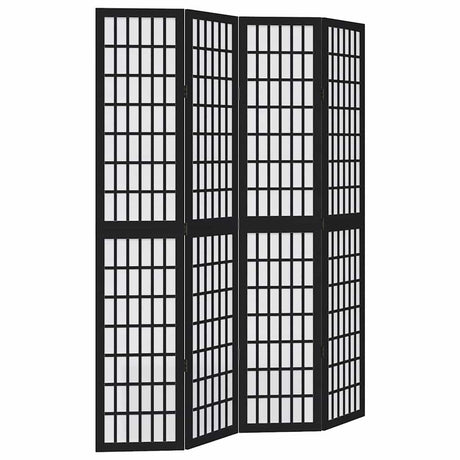 Vidaxl kamerscherm met 4 panelen massief paulowniahout zwart
