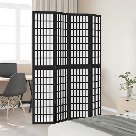 Vidaxl kamerscherm met 4 panelen massief paulowniahout zwart