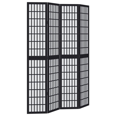 Vidaxl kamerscherm met 4 panelen massief paulowniahout zwart