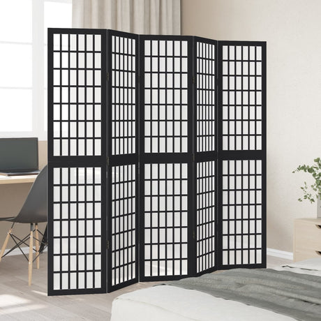 Vidaxl kamerscherm met 5 panelen massief paulowniahout zwart