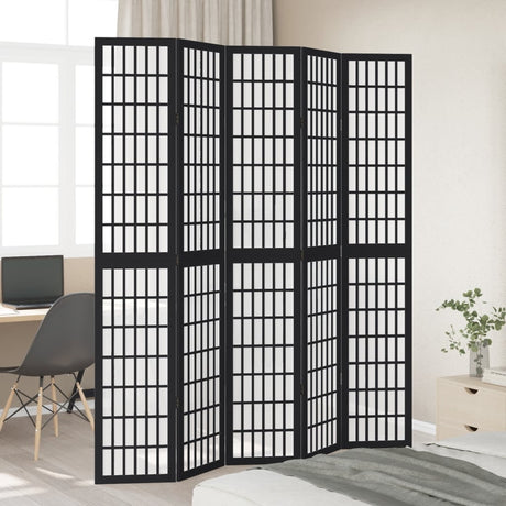 Vidaxl kamerscherm met 5 panelen massief paulowniahout zwart
