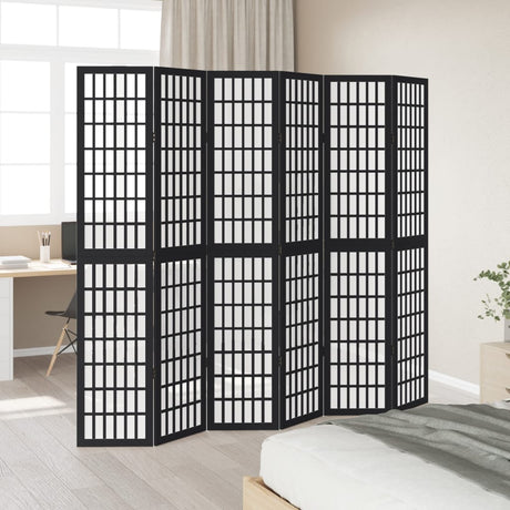 Vidaxl kamerscherm met 6 panelen massief paulowniahout zwart