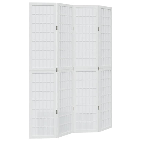 Vidaxl kamerscherm met 4 panelen massief paulowniahout wit