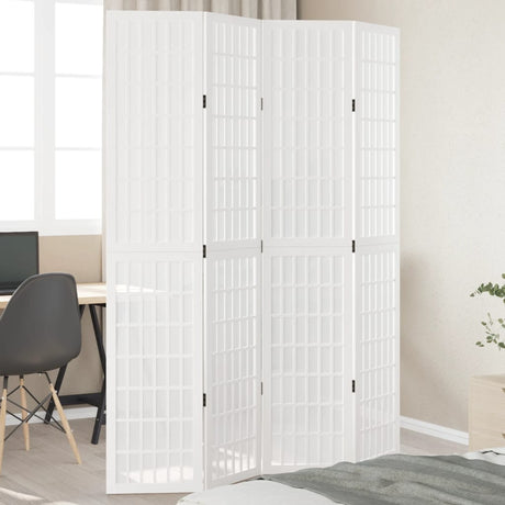 Vidaxl kamerscherm met 4 panelen massief paulowniahout wit
