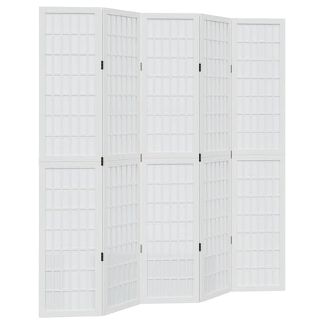 Vidaxl kamerscherm met 5 panelen massief paulowniahout wit