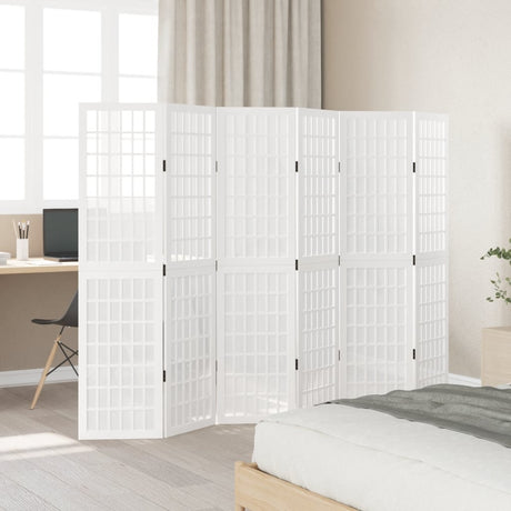 Vidaxl kamerscherm met 6 panelen massief paulowniahout wit