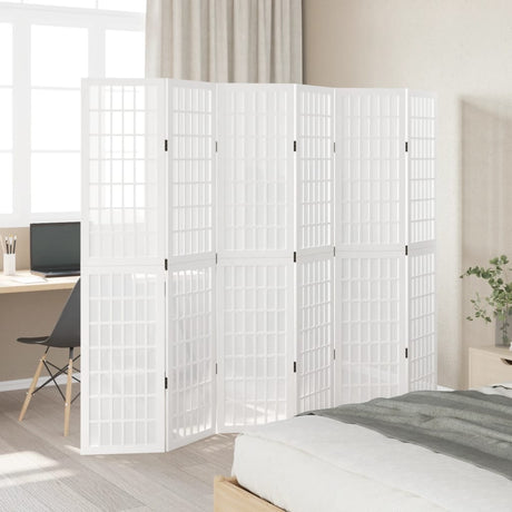 Vidaxl kamerscherm met 6 panelen massief paulowniahout wit