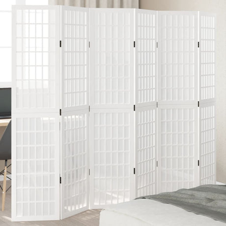 Vidaxl kamerscherm met 6 panelen massief paulowniahout wit