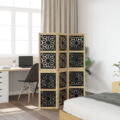 Vidaxl kamerscherm met 3 panelen massief paulowniahout zwart