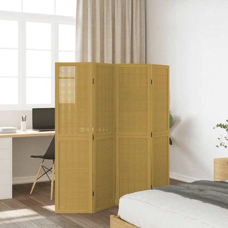 Vidaxl kamerscherm met 4 panelen massief paulowniahout bruin