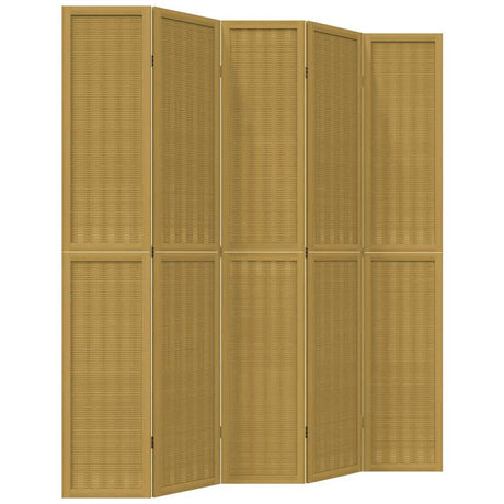 Vidaxl kamerscherm met 5 panelen massief paulowniahout bruin