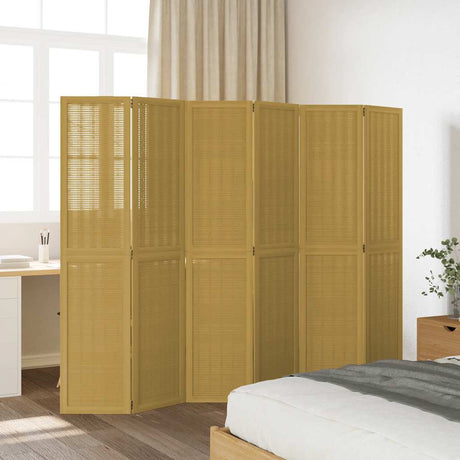Vidaxl kamerscherm met 6 panelen massief paulowniahout bruin