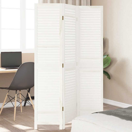 Vidaxl kamerscherm met 3 panelen massief paulowniahout retro wit