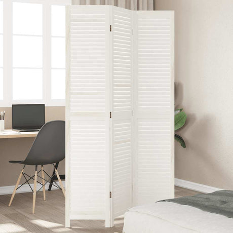 Vidaxl kamerscherm met 3 panelen massief paulowniahout retro wit