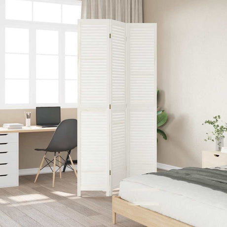 Vidaxl kamerscherm met 3 panelen massief paulowniahout retro wit