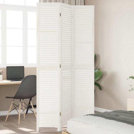 Vidaxl kamerscherm met 3 panelen massief paulowniahout retro wit