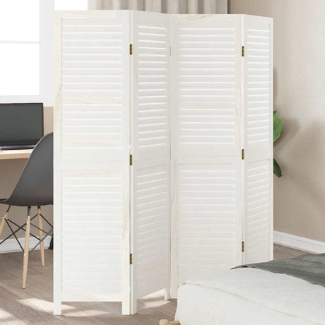 Vidaxl kamerscherm met 4 panelen massief paulowniahout retro wit