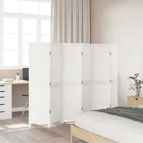 Vidaxl kamerscherm met 6 panelen massief paulowniahout retro wit