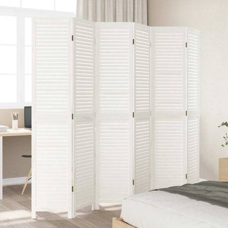 Vidaxl kamerscherm met 6 panelen massief paulowniahout retro wit
