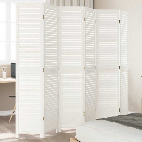 Vidaxl kamerscherm met 6 panelen massief paulowniahout retro wit
