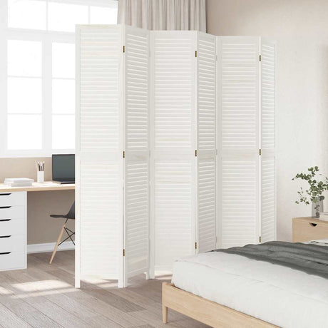 Vidaxl kamerscherm met 6 panelen massief paulowniahout retro wit