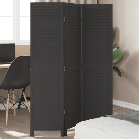 Vidaxl kamerscherm met 3 panelen massief paulowniahout zwart