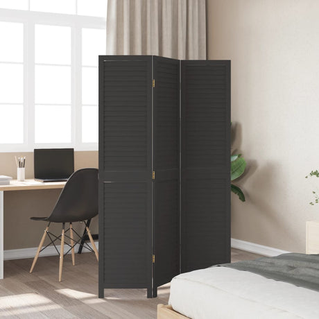 Vidaxl kamerscherm met 3 panelen massief paulowniahout zwart