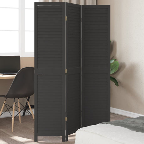 Vidaxl kamerscherm met 3 panelen massief paulowniahout zwart
