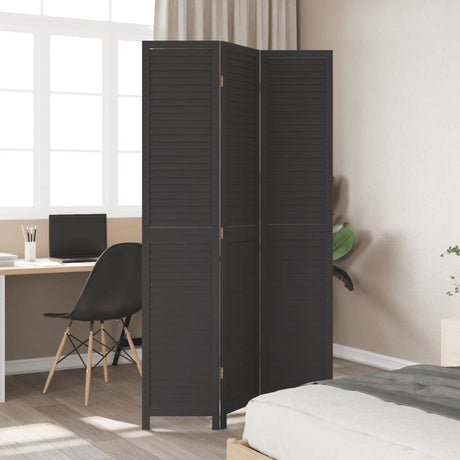 Vidaxl kamerscherm met 3 panelen massief paulowniahout zwart