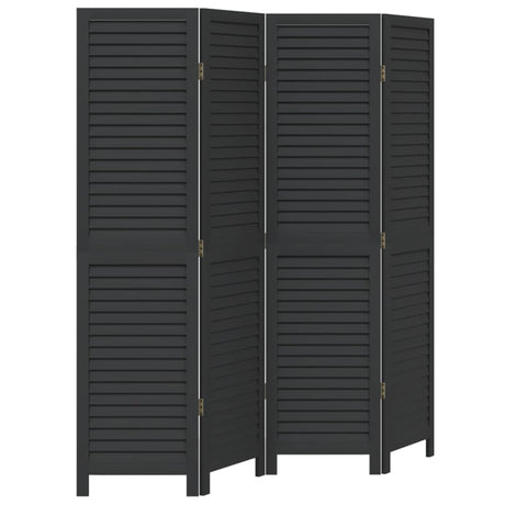 Vidaxl kamerscherm met 4 panelen massief paulowniahout zwart