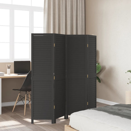 Vidaxl kamerscherm met 4 panelen massief paulowniahout zwart