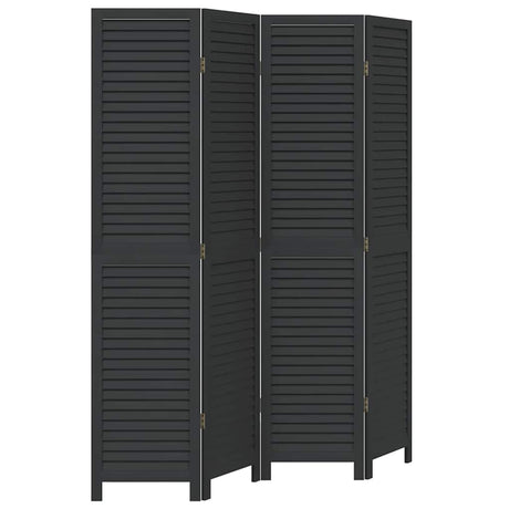 Vidaxl kamerscherm met 4 panelen massief paulowniahout zwart