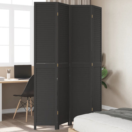 Vidaxl kamerscherm met 4 panelen massief paulowniahout zwart