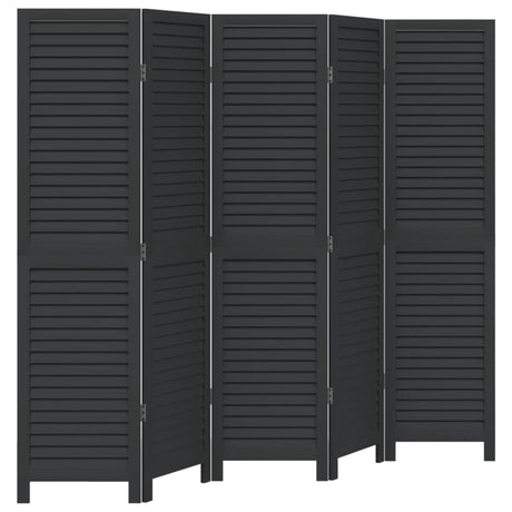 Vidaxl kamerscherm met 5 panelen massief paulowniahout zwart