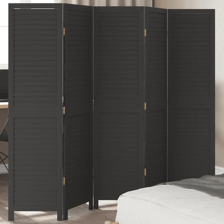 Vidaxl kamerscherm met 5 panelen massief paulowniahout zwart