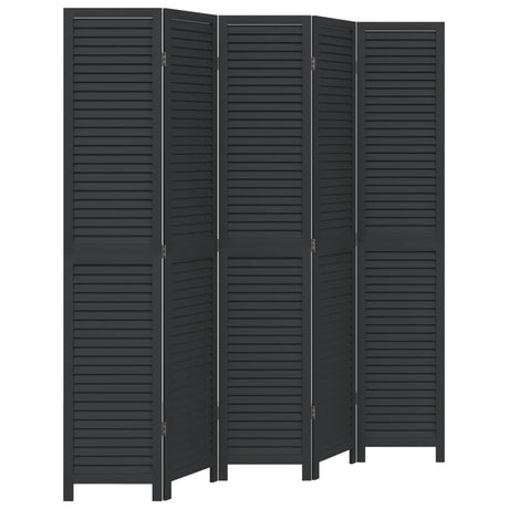 Vidaxl kamerscherm met 5 panelen massief paulowniahout zwart