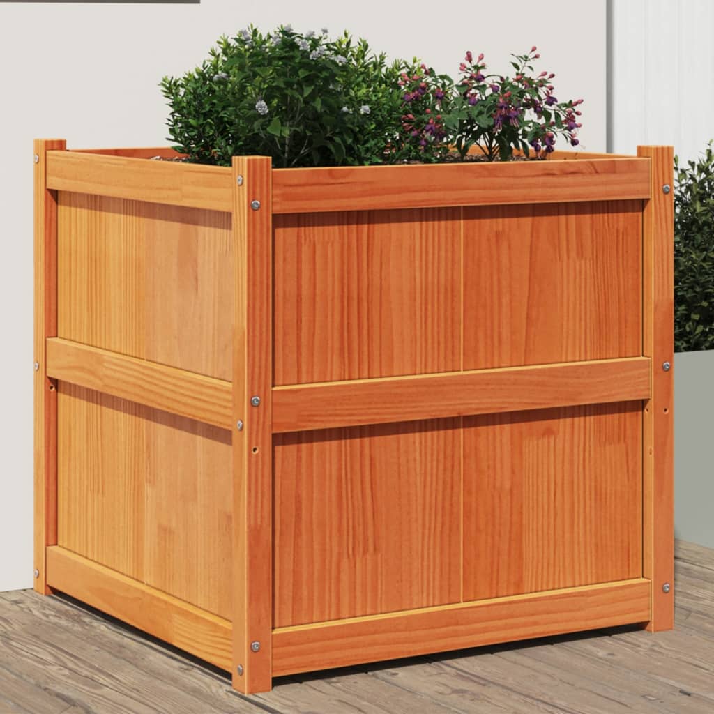 Vidaxx Pflanzgefäß 70x70x70 cm massives Kiefernholz, braun gewaschen