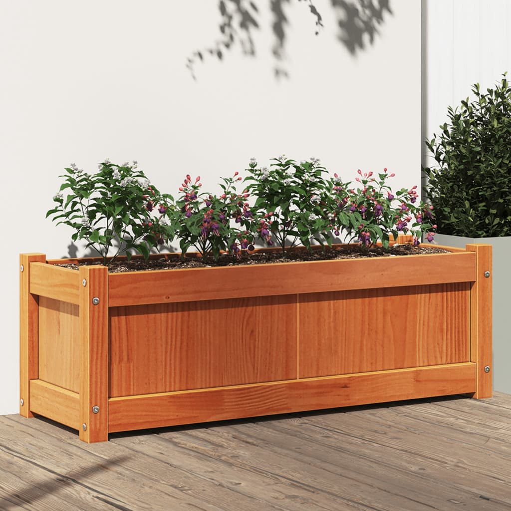 Vidaxx Pflanzgefäß 90x31x31 cm massives Kiefernholz, braun gewaschen