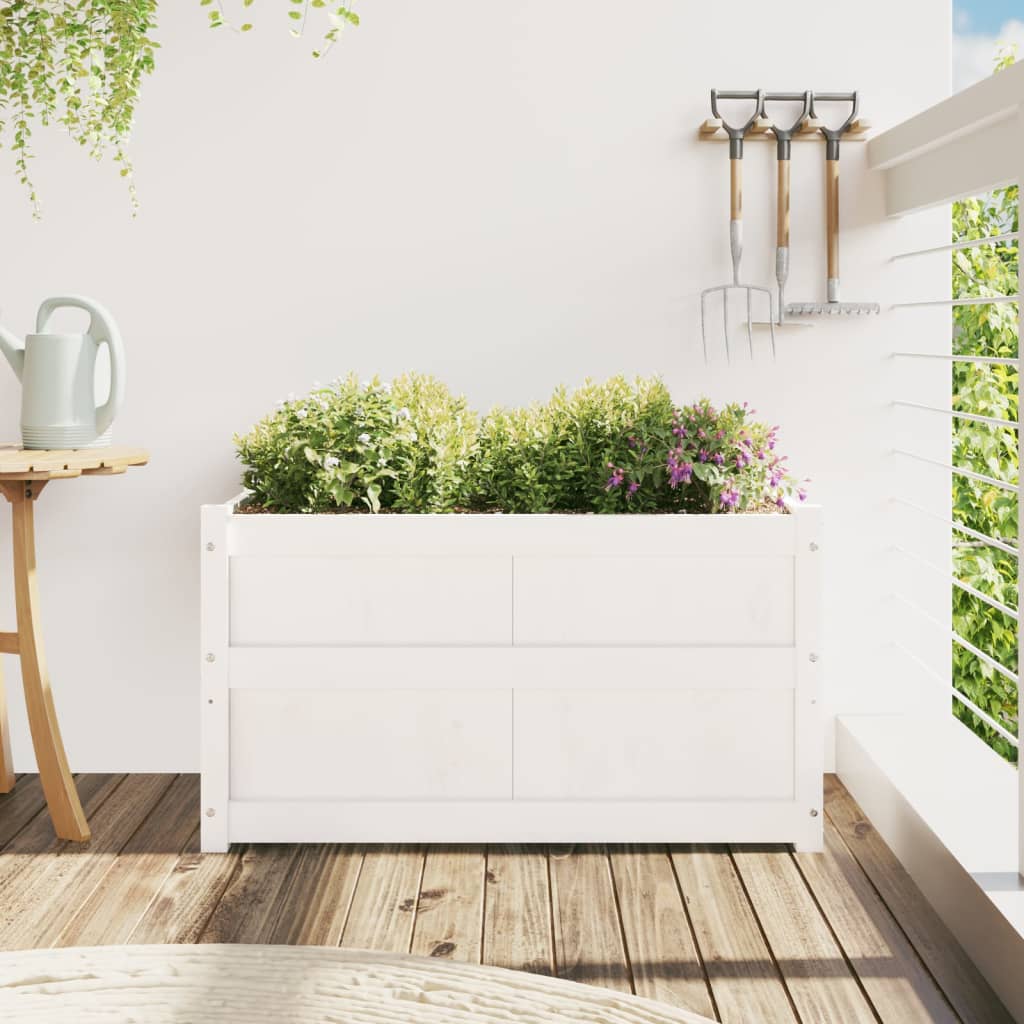 Vidaxx Pflanzgefäß 90x50x50 cm massives Kiefernholz weiß