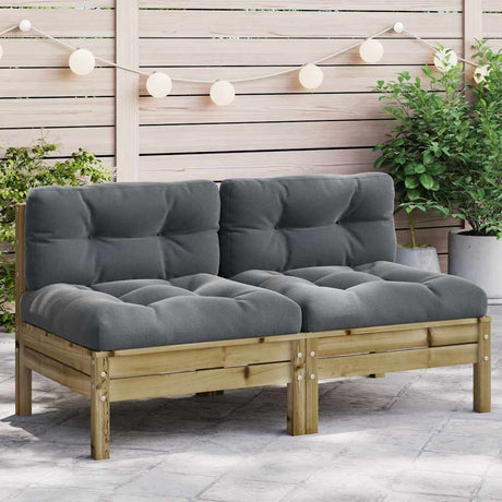 Vidaxl tuinbanken 2 st zonder armleuningen met kussens hout