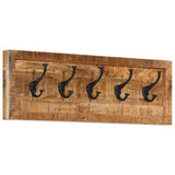 Vidaxx Wandgarderobe mit 5 Haken aus massivem Mangoholz