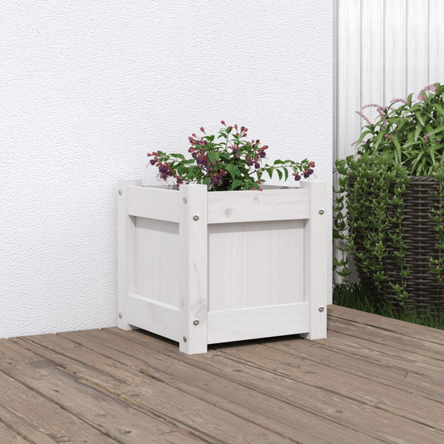 Vidaxx Pflanzgefäß 31x31x31 cm massives Kiefernholz weiß