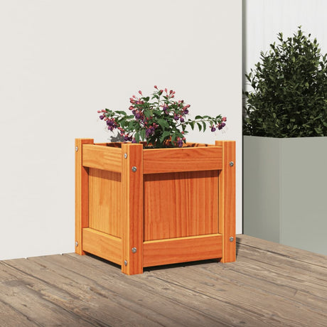 Vidaxx Pflanzgefäß 31x31x31 cm massives Kiefernholz, braun gewaschen