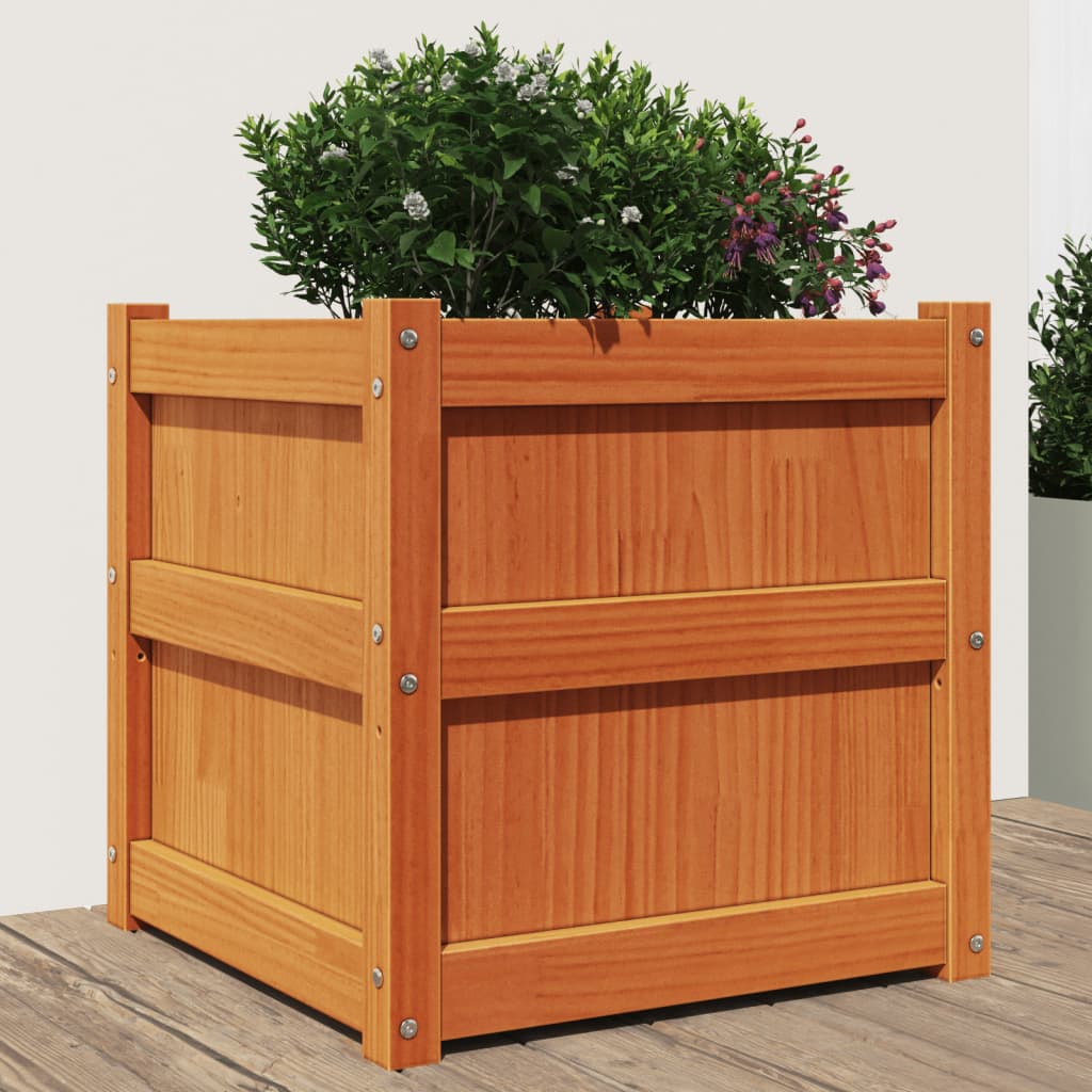Vidaxx Pflanzgefäß 50x50x50 cm massives Kiefernholz, braun gewaschen